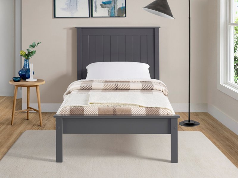 Boro Wooden low foot end bed frame in dark grey