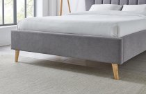 Aleesa bedstead in premium light grey fabric