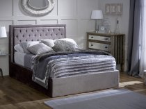 Arobe Ottoman storage bedstead in silver velvet finish fabric