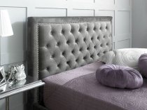 Arobe Ottoman storage bedstead in silver velvet finish fabric