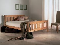Pinner Wooden bed frame in honey finish