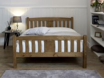 Pinner Wooden bed frame in honey finish