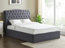 Vino Ottoman storage bedstead in dark grey fabric