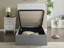 Vino Ottoman storage bedstead in light grey fabric