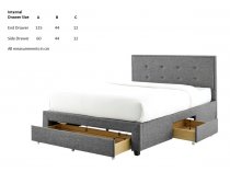 Machin storage bedstead in grey fabric